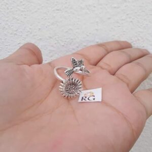 anillo de colibri y girasol
