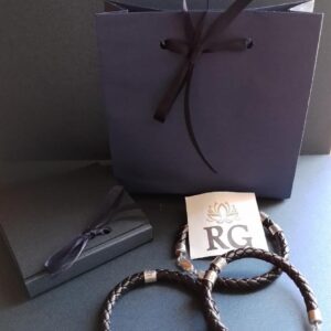 pulseras con aros grabados en plata ley