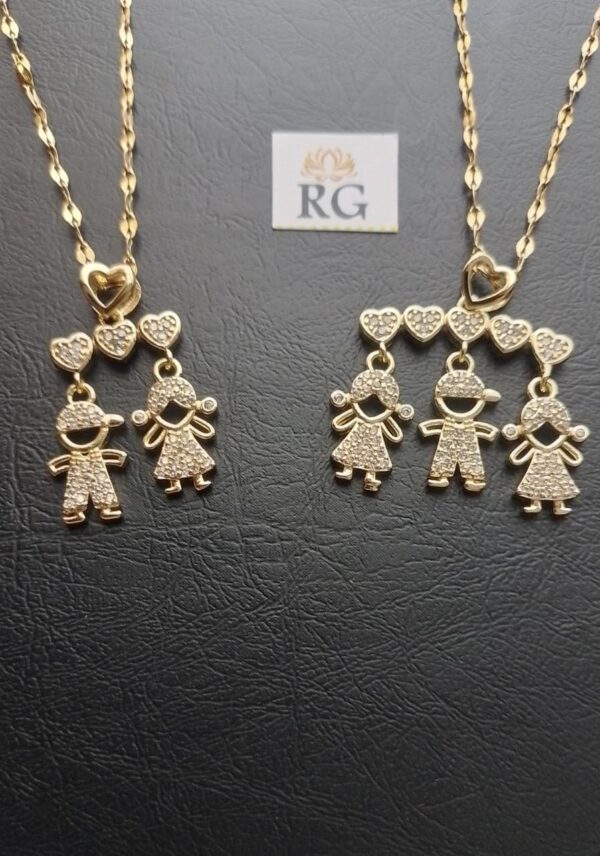 Collar  Dijes de Niños en Acero Inoxidable con Zirconias - Imagen 2