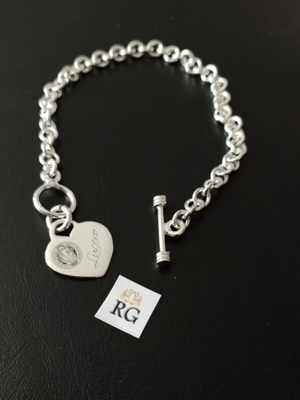 Pulsera de Cadena y Corazon Personalizado en Plata Ley - Imagen 2