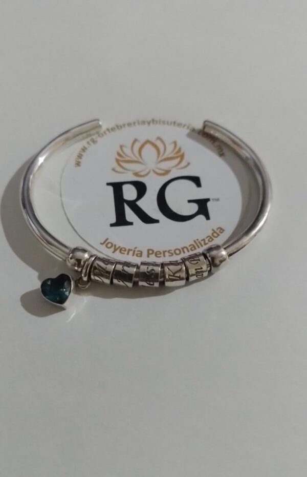Brazalete con Aros Grabados en Plata Ley