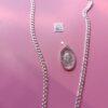 Cadena Cubana y Dije de la Virgen con Zirconia - Imagen 2