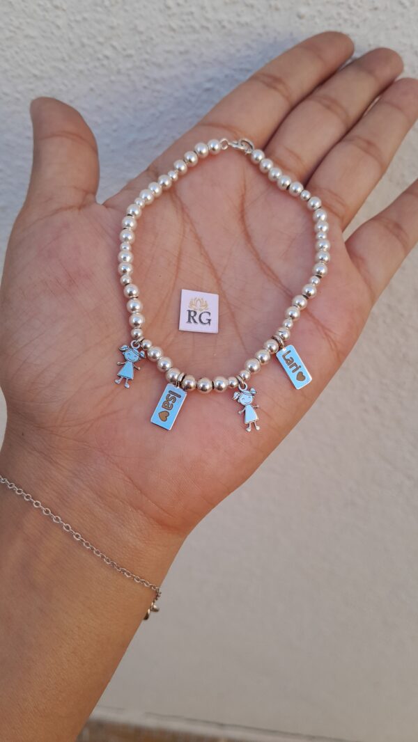 Pulsera de Hijos con Plaquitas Grabadas en Plata Ley .925