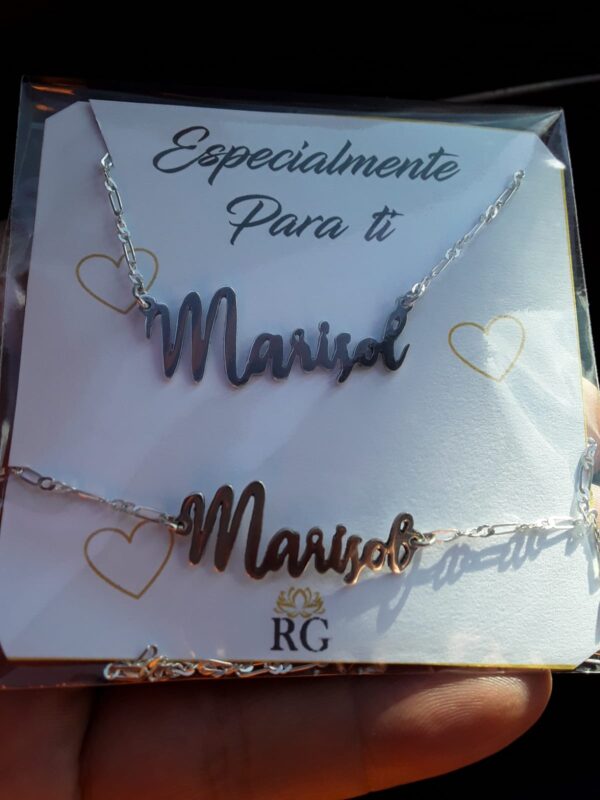 Collar o Pulsera de Nombre Personalizado en Plata Ley
